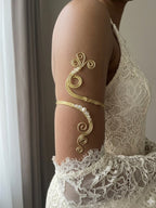 Bracelet haut de bras, arm cuff inoxydable, ajustable, "Baroque doré"