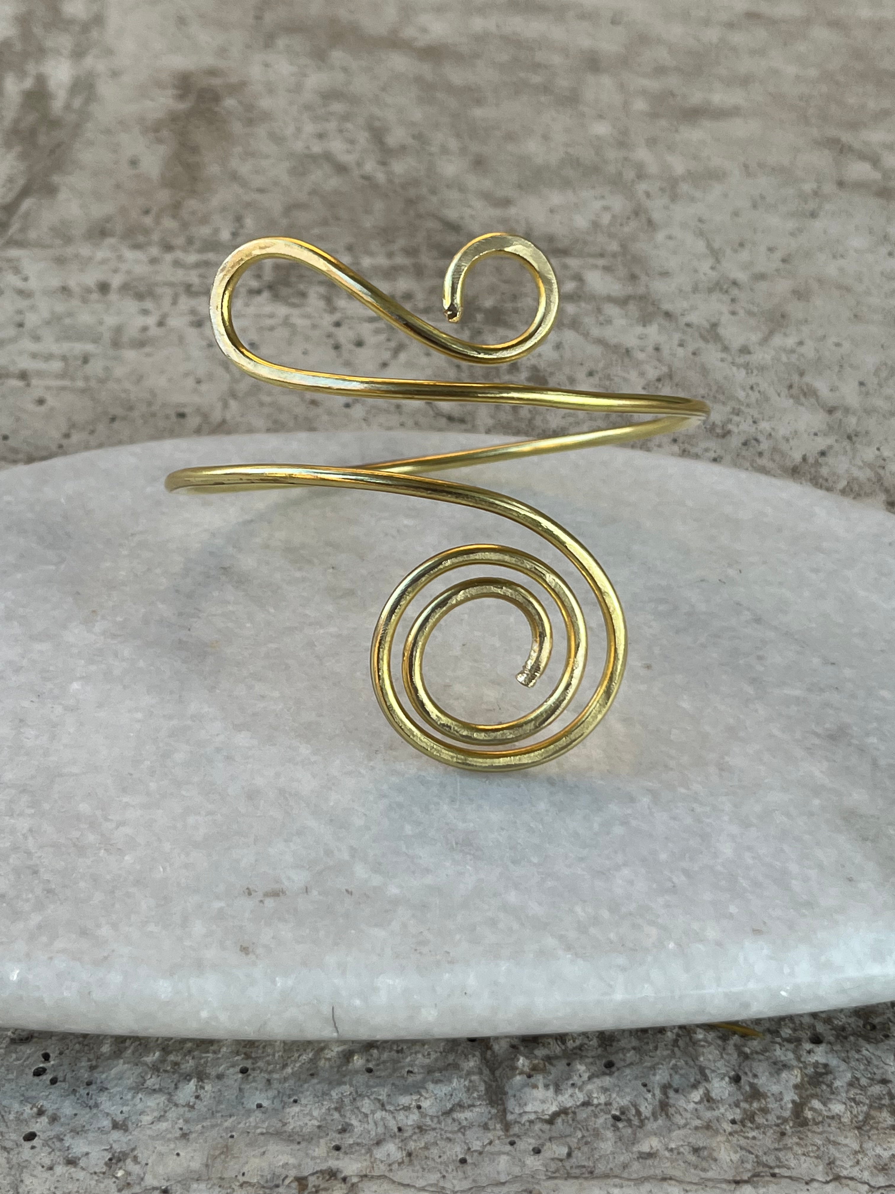 Bracelet de bras, armcuff en laiton ajustable style serpent égyptien "Naja",