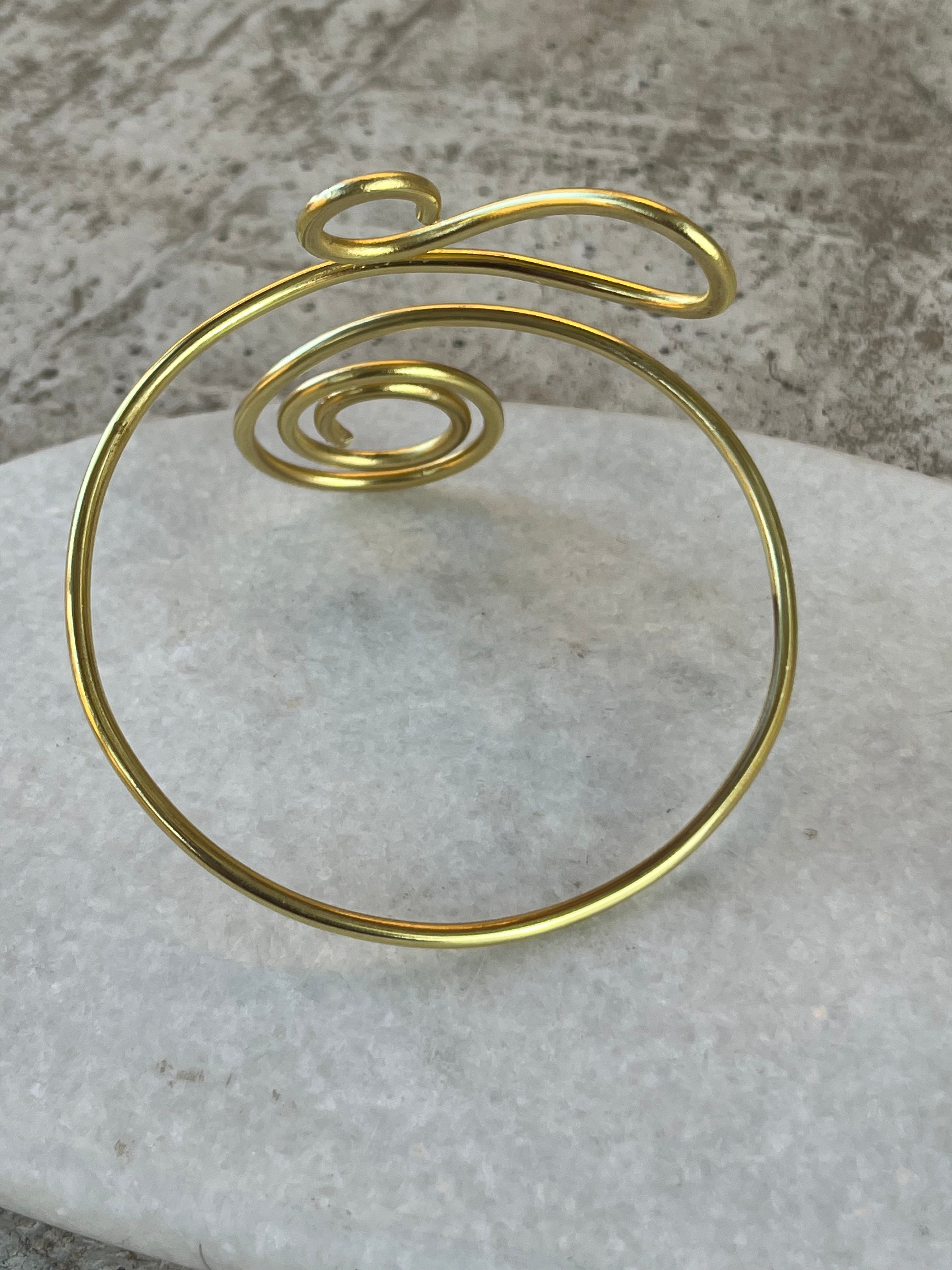 Bracelet de bras, armcuff en laiton ajustable style serpent égyptien "Naja",