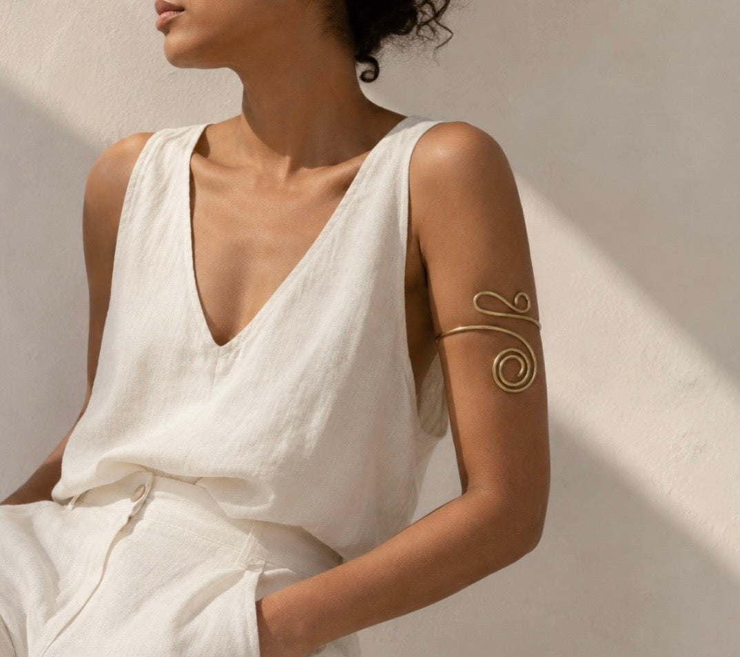 Bracelet de bras, armcuff en laiton ajustable style serpent égyptien "Naja",