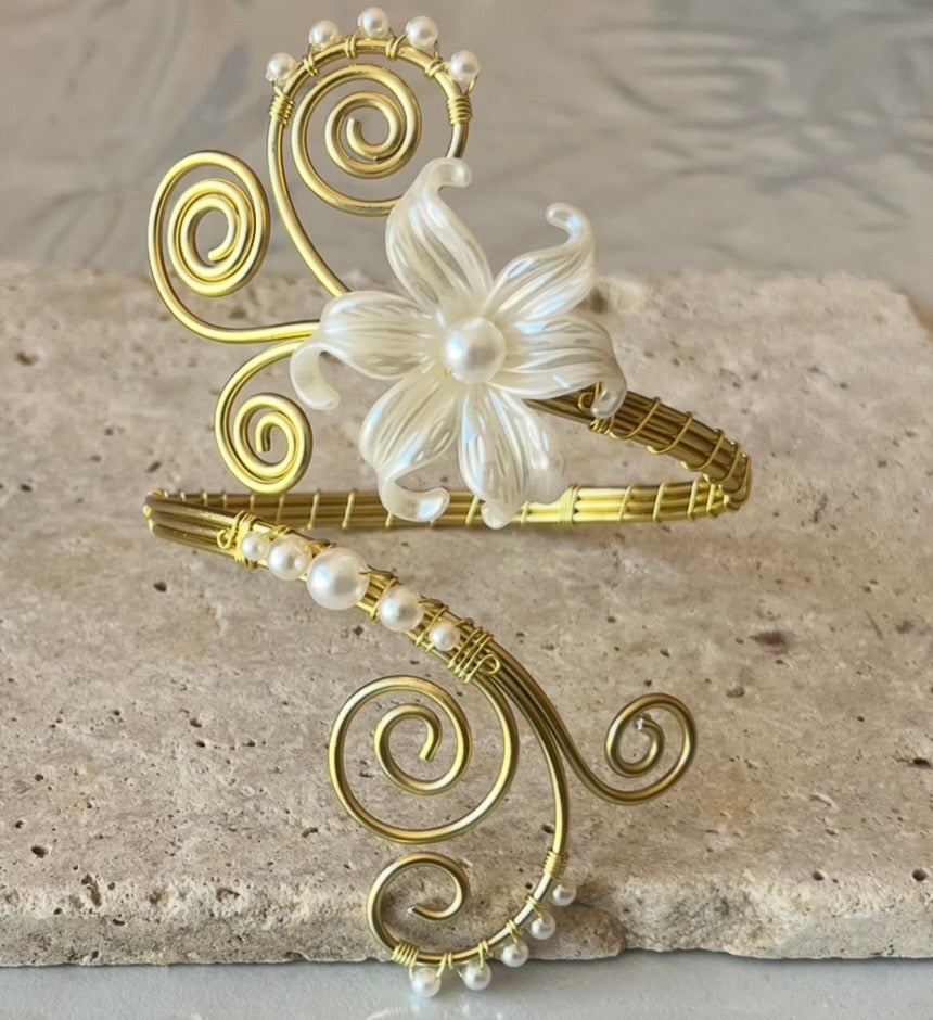 Bracelet de bras, armcuff, inoxydable, ajustable, "Fleur du Nil"