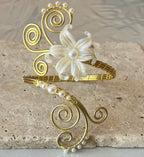Bracelet de bras, armcuff, inoxydable, ajustable, "Fleur du Nil"