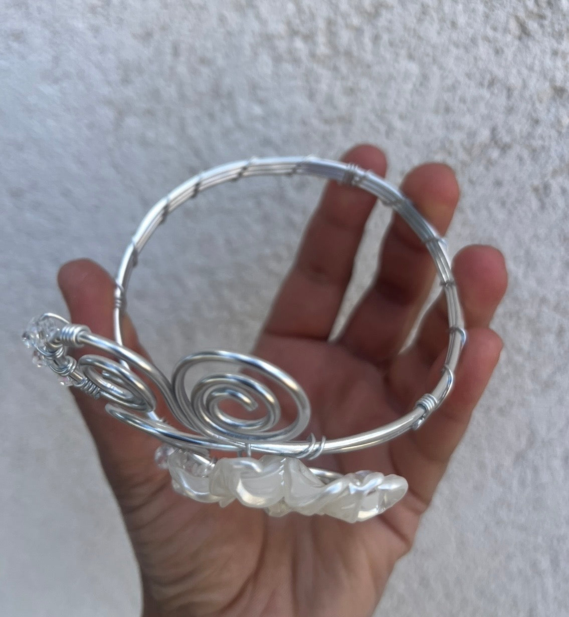 Bracelet de bras "Jasmin d'argent", ajustable inoxydable, arm cuff