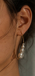 Boucles d'oreilles pendantes de mariée, inoxydables, perles nacrées, "Perla"