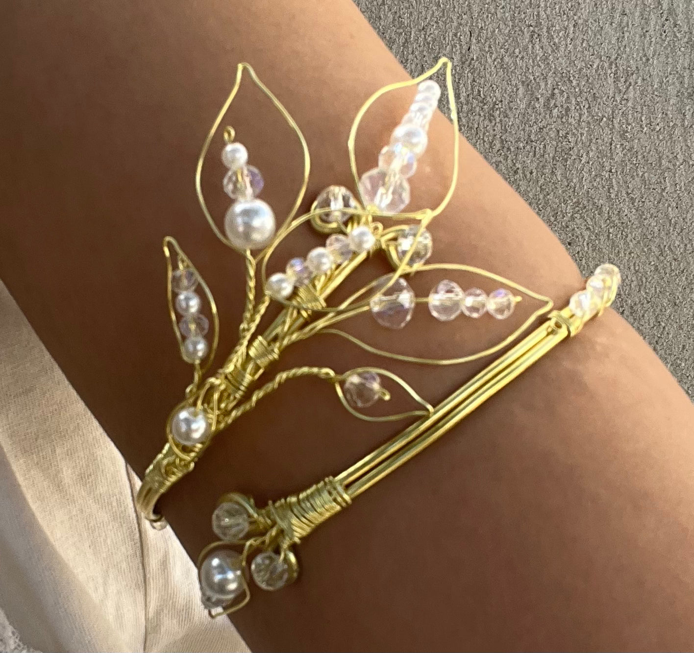 Bracelet de bras de mariée, inoxydable, réglable, armcuff, "Olèa"
