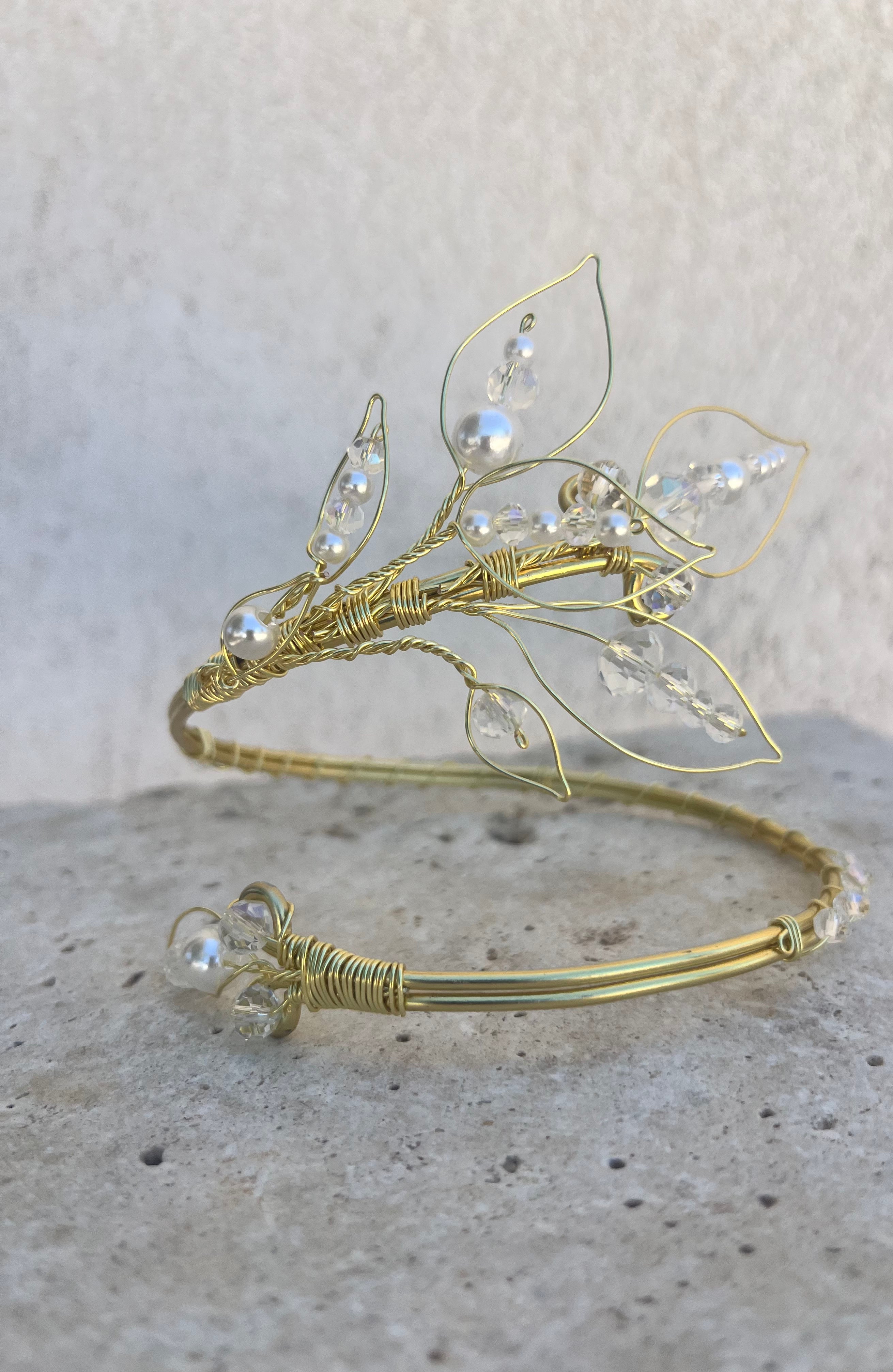 Bracelet de bras de mariée, inoxydable, réglable, armcuff, "Olèa"