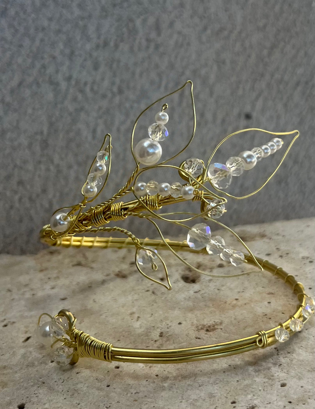 Bracelet de bras de mariée, inoxydable, réglable, armcuff, "Olèa"