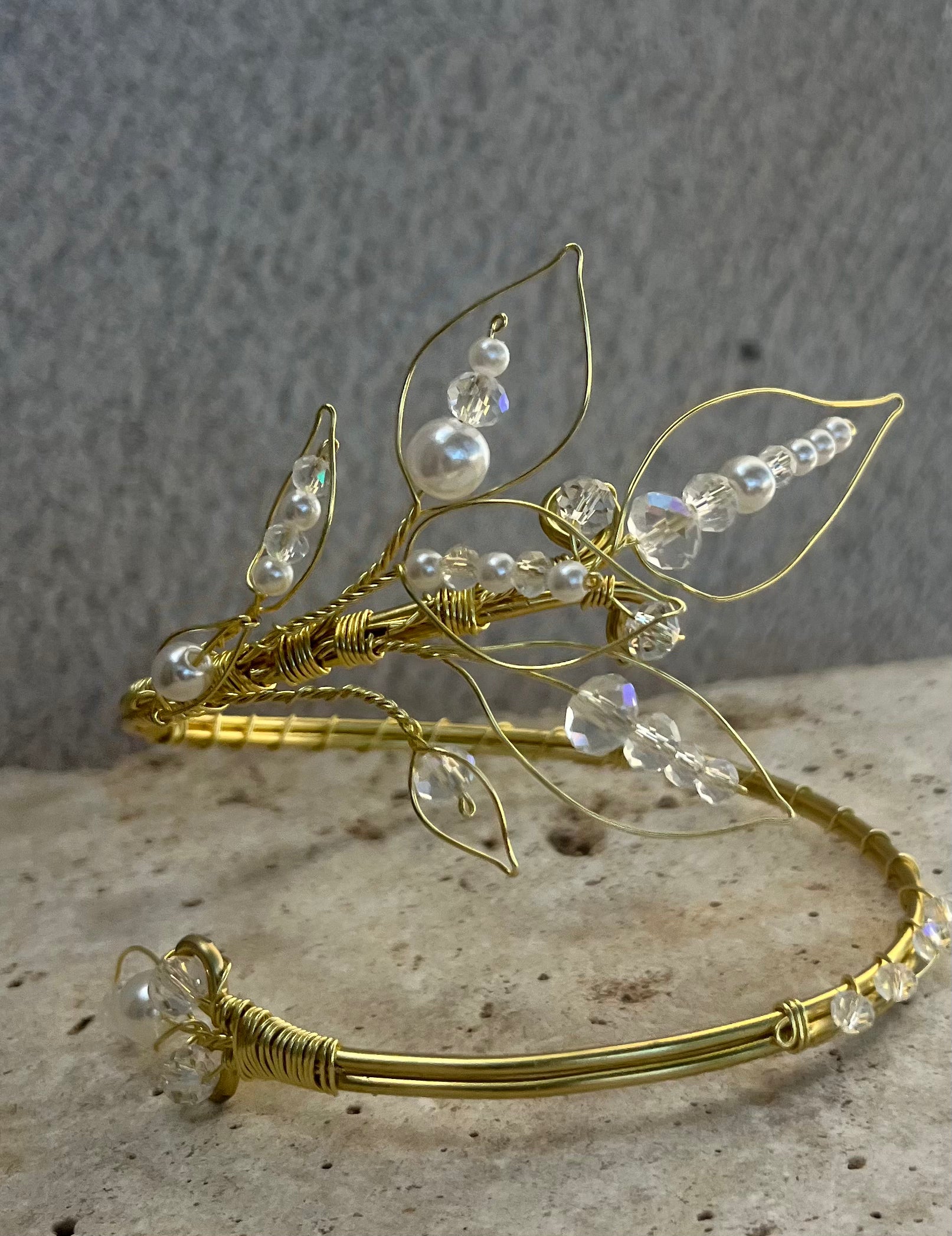 Bracelet de bras de mariée, inoxydable, réglable, armcuff, "Olèa"