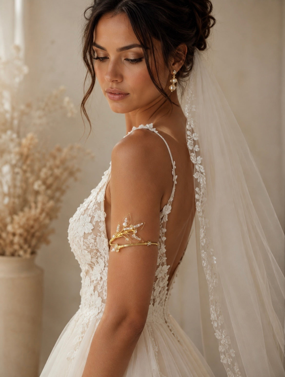 Bracelet de bras de mariée, inoxydable, réglable, armcuff, "Olèa"