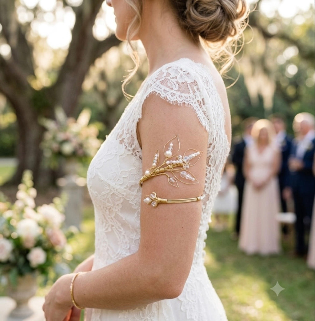 Bracelet de bras de mariée, inoxydable, réglable, armcuff, "Olèa"