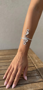 Bracelet manchette "Volute", ajustable, inoxydable