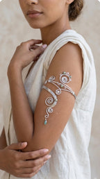 Bracelet de bras ajustable, inoxydable, armcuff style berbère, "Amazhya