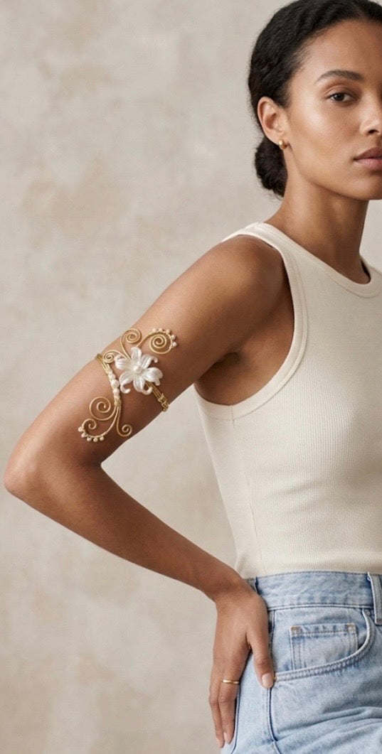 Bracelet de bras, armcuff, inoxydable, ajustable, "Fleur du Nil"