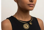Collier spirale dorée style antique, Torque ajustable , "Ostara"