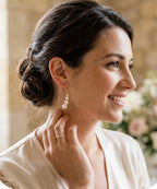 Boucles d'oreilles pendantes de mariée, inoxydables, perles nacrées, "Perla"